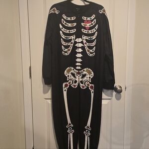 Women's Skeleton Jumpsuit - Black and White
